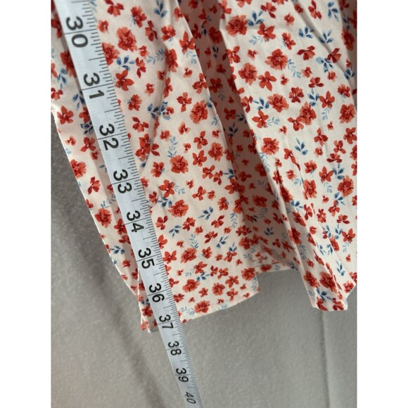 Old Navy 2X Dress Mini Open Back Pockets Ruffles Ditsy Floral Red White NWT - Picture 4 of 8